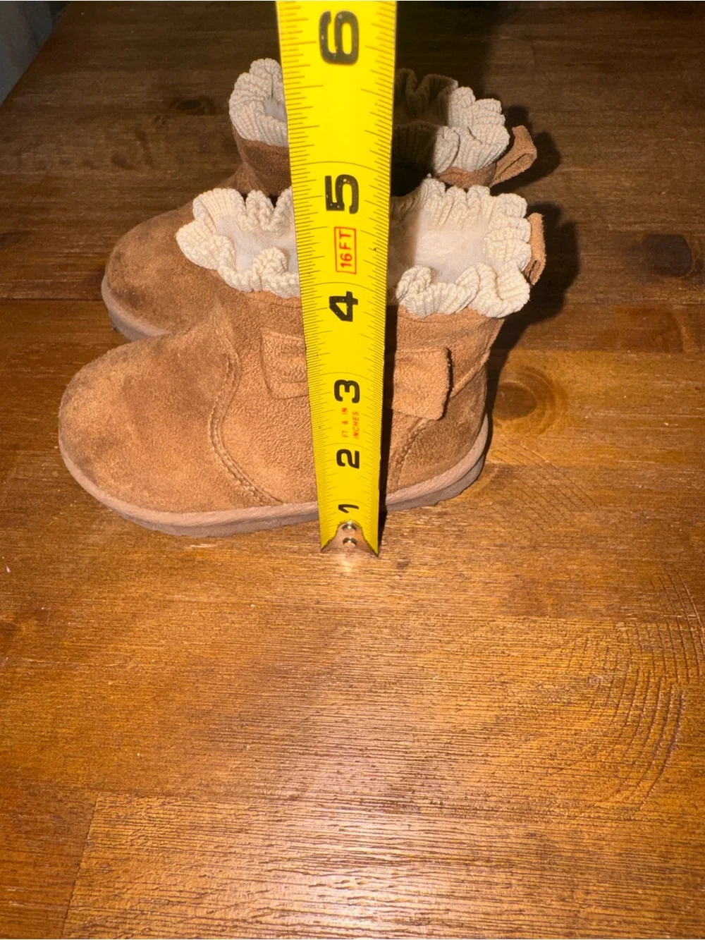 Kids Tan Suede Fleece-Lined Boots